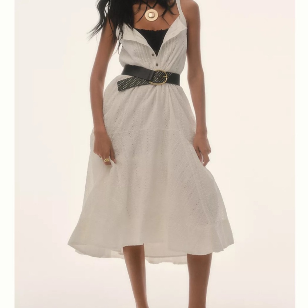 Anthropologie Pilcro cream henley eyelet dress